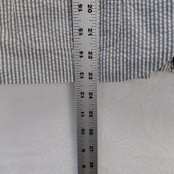 Gap Blazer Women Size 8 Gray White Seersucker Pin Stripe Nautical Preppy Classic - Picture 12 of 13